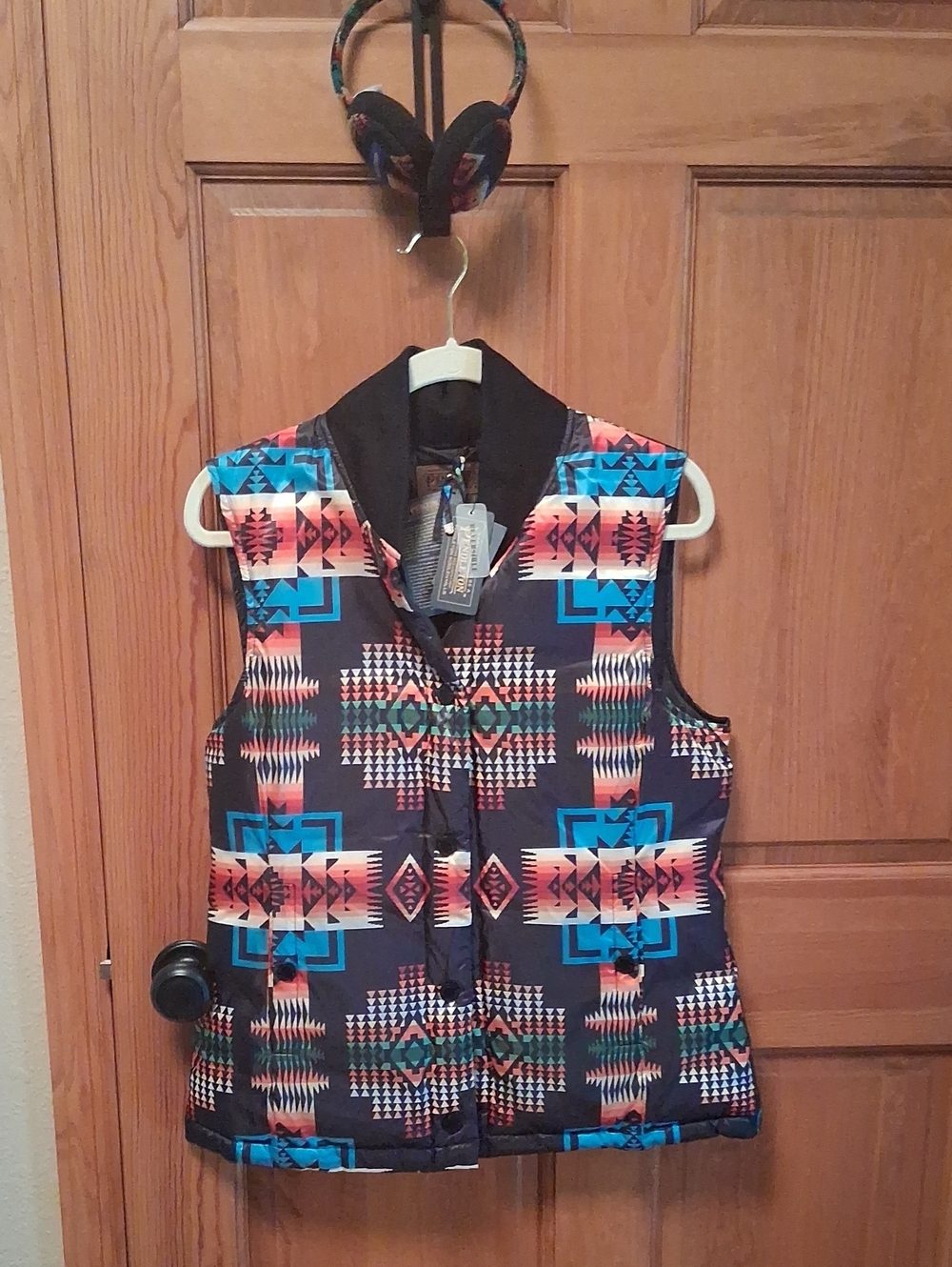 Pendleton Packable/Reversible Down Vest With Matching Earmuffs